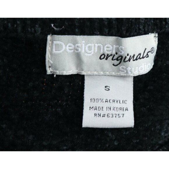 WOMEN'S BLACK WHITE PINK CHENILLE PULLOVER SWEATER - DESIGNERS ORIGINALS SIZE S - Picture 5 of 5